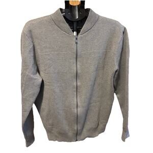 PJ Paul Jones Mens M Grey  Knit Full Zip Cardigan Grandpa Core Soft Casual